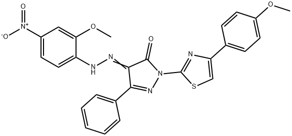 4-[(2-methoxy-4-nitrophenyl)hydrazono]-2-[4-(4-methoxyphenyl)-1,3-thiazol-2-yl]-5-phenyl-2,4-dihydro-3H-pyrazol-3-one Structure