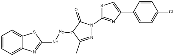 4-(1,3-benzothiazol-2-ylhydrazono)-2-[4-(4-chlorophenyl)-1,3-thiazol-2-yl]-5-methyl-2,4-dihydro-3H-pyrazol-3-one 化学構造式