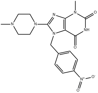 3-methyl-8-(4-methylpiperazin-1-yl)-7-(4-nitrobenzyl)-3,7-dihydro-1H-purine-2,6-dione 结构式