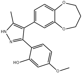 2-(4-(3,4-dihydro-2H-benzo[b][1,4]dioxepin-7-yl)-5-methyl-1H-pyrazol-3-yl)-5-methoxyphenol Structure
