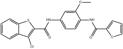 N-[4-[(3-chloro-1-benzothiophene-2-carbonyl)amino]-2-methoxyphenyl]furan-2-carboxamide 结构式