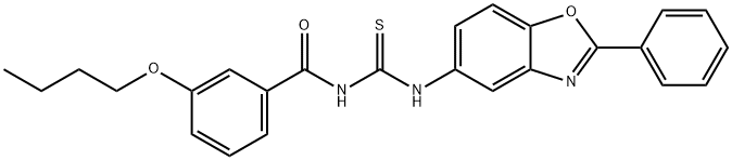 3-butoxy-N-[(2-phenyl-1,3-benzoxazol-5-yl)carbamothioyl]benzamide Struktur