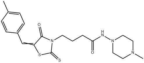 (E)-4-(5-(4-methylbenzylidene)-4-oxo-2-thioxothiazolidin-3-yl)-N-(4-methylpiperazin-1-yl)butanamide 结构式