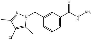 3-((4-氯-3,5-二甲基-1H-吡唑-1-基)甲基)苯并酰肼, 387344-71-0, 结构式