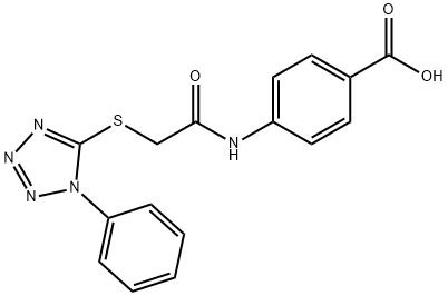 4-({[(1-phenyl-1H-tetrazol-5-yl)sulfanyl]acetyl}amino)benzoic acid 化学構造式