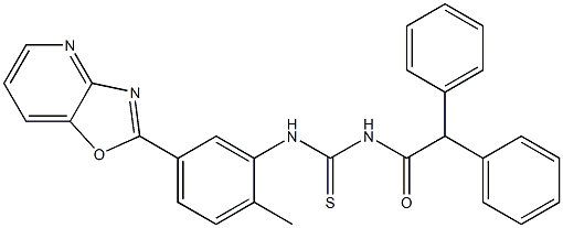 N-[[2-methyl-5-([1,3]oxazolo[4,5-b]pyridin-2-yl)phenyl]carbamothioyl]-2,2-diphenylacetamide 结构式