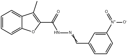 3-methyl-N'-(3-nitrobenzylidene)-1-benzofuran-2-carbohydrazide 结构式