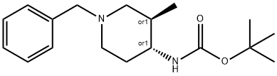 tert-butyl((3R,4R)-1-benzyl-3-methylpiperidin-4-yl)carbamate 化学構造式