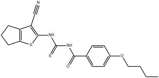 4-butoxy-N-[(3-cyano-5,6-dihydro-4H-cyclopenta[b]thiophen-2-yl)carbamothioyl]benzamide Structure
