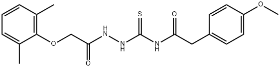 N-({2-[(2,6-dimethylphenoxy)acetyl]hydrazino}carbonothioyl)-2-(4-methoxyphenyl)acetamide Structure