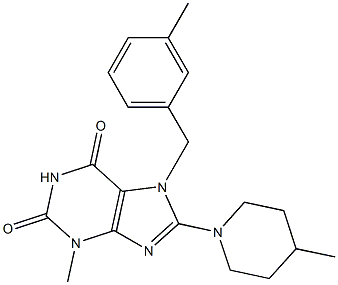 3-methyl-7-[(3-methylphenyl)methyl]-8-(4-methylpiperidin-1-yl)purine-2,6-dione,672935-44-3,结构式