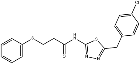 N-[5-[(4-chlorophenyl)methyl]-1,3,4-thiadiazol-2-yl]-3-phenylsulfanylpropanamide Structure