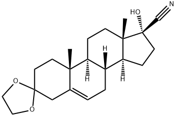 (8R,9S,10R,13S,14S,17R)-17-hydroxy-10,13-dimethyl-1,2,4,7,8,9,10,11,12,13,14,15,16,17-tetradecahydrospiro[cyclopenta[a]phenanthrene-3,2'-[1,3]dioxolane]-17-carbonitrile,83196-58-1,结构式