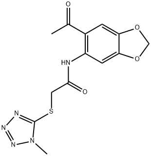 N-(6-acetyl-1,3-benzodioxol-5-yl)-2-(1-methyltetrazol-5-yl)sulfanylacetamide Structure