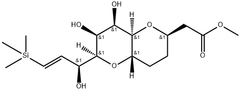 methyl 2-((2R,4aS,6S,7S,8R,8aR)-7,8- dihydroxy-6-((S,E)-1-hydroxy-3- (trimethylsilyl)allyl)octahydropyrano[3,2 -b]pyran-2-yl)acetate Struktur