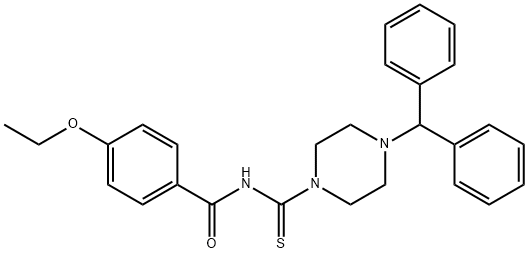 N-{[4-(diphenylmethyl)-1-piperazinyl]carbonothioyl}-4-ethoxybenzamide 结构式