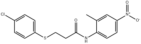 3-(4-chlorophenyl)sulfanyl-N-(2-methyl-4-nitrophenyl)propanamide,879080-01-0,结构式