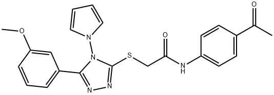 N-(4-acetylphenyl)-2-[[5-(3-methoxyphenyl)-4-pyrrol-1-yl-1,2,4-triazol-3-yl]sulfanyl]acetamide Structure