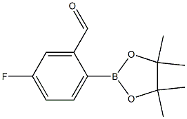 5-Fluoro-2-(4,4,5,5-tetramethyl-1,3,2-dioxaborolan-2-yl)benzaldehyde 化学構造式