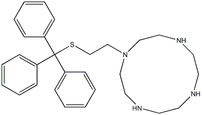 1,4,7,10-Tetraazacyclododecane, 1-[2-[(triphenylmethyl)thio]ethyl]- 化学構造式