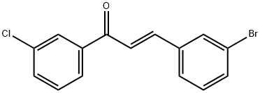 (2E)-3-(3-ブロモフェニル)-1-(3-クロロフェニル)プロプ-2-エン-1-オン 化学構造式