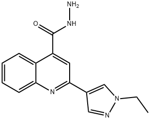 2-(1-乙基-1H-吡唑-4-基)喹啉-4-碳酰肼, 1004643-75-7, 结构式