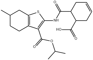 6-[(6-methyl-3-propan-2-yloxycarbonyl-4,5,6,7-tetrahydro-1-benzothiophen-2-yl)carbamoyl]cyclohex-3-ene-1-carboxylic acid Structure