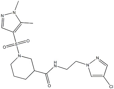 N-[2-(4-chloropyrazol-1-yl)ethyl]-1-(1,5-dimethylpyrazol-4-yl)sulfonylpiperidine-3-carboxamide,1005595-88-9,结构式