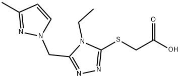 2-({4-乙基-5-[(3-甲基-1H-吡唑-1-基)甲基]-4H-1,2,4-三唑-3-基}硫烷基)乙酸, 1005615-27-9, 结构式