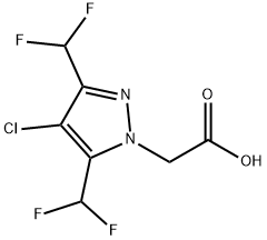 [4-Chloro-3,5-bis(difluoromethyl)-1H-pyrazol-1-yl]acetic acid Struktur