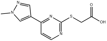 2-{[4-(1-甲基-1H-吡唑-4-基)嘧啶-2-基]硫烷基}乙酸,1006334-23-1,结构式