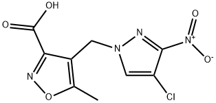 4-[(4-Chloro-3-nitro-1H-pyrazol-1-yl)methyl]-5-methylisoxazole-3-carboxylic acid Struktur