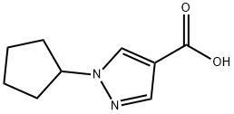 1-シクロペンチル-1H-ピラゾール-4-カルボン酸 化学構造式