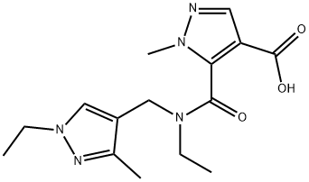 5-((Ethyl[(1-ethyl-3-methyl-1H-pyrazol-4-yl)methyl]amino)carbonyl)-1-methyl-1H-pyrazole-4-carboxylic acid Structure