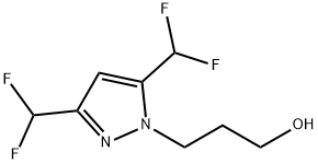 3-[3,5-ビス(ジフルオロメチル)-1H-ピラゾール-1-イル]プロパン-1-オール 化学構造式