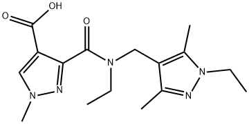 3-((Ethyl[(1-ethyl-3,5-dimethyl-1H-pyrazol-4-yl)methyl]amino)carbonyl)-1-methyl-1H-pyrazole-4-carboxylic acid Struktur