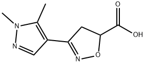 3-(1,5-Dimethyl-1H-pyrazol-4-yl)-4,5-dihydroisoxazole-5-carboxylic acid Struktur