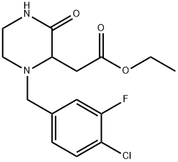 ethyl [1-(4-chloro-3-fluorobenzyl)-3-oxo-2-piperazinyl]acetate Struktur