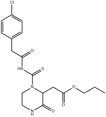 propyl [1-({[(4-chlorophenyl)acetyl]amino}carbonothioyl)-3-oxo-2-piperazinyl]acetate Struktur