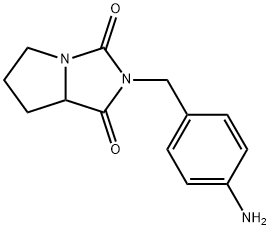 2-(4-Amino-benzyl)-tetrahydro-pyrrolo[1,2-c]imidazole-1,3-dione 化学構造式