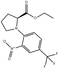 1-(2-Nitro-4-trifluoromethyl-phenyl)-pyrrolidine-2-carboxylic acid ethyl ester 化学構造式