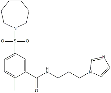 5-(azepan-1-ylsulfonyl)-N-(3-imidazol-1-ylpropyl)-2-methylbenzamide,1010860-39-5,结构式