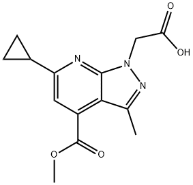 [6-Cyclopropyl-4-(methoxycarbonyl)-3-methyl-1H-pyrazolo[3,4-b]pyridin-1-yl]acetic acid,1011396-63-6,结构式