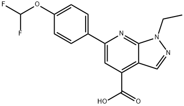 6-[4-(Difluoromethoxy)phenyl]-1-ethyl-pyrazolo[3,4-b]pyridine-4-carboxylic acid Struktur