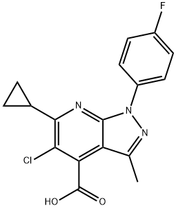 5-Chloro-6-cyclopropyl-1-(4-fluorophenyl)-3-methyl-1H-pyrazolo[3,4-b]pyridine-4-carboxylic acid Struktur