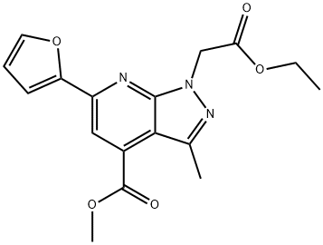 methyl 1-(2-ethoxy-2-oxoethyl)-6-(2-furyl)-3-methyl-1H-pyrazolo[3,4-b]pyridine-4-carboxylate Structure