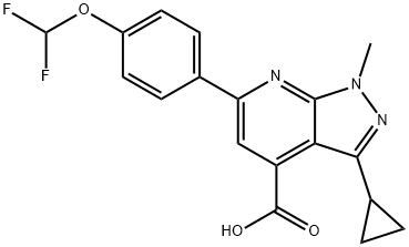 3-环丙基-6-(4-(二氟甲氧基)苯基)-1-甲基-1H-吡唑并[3,4-B]吡啶-4-羧酸 结构式