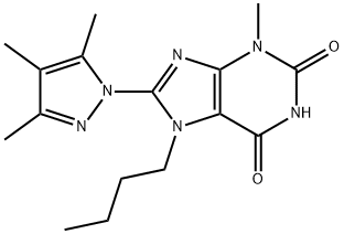 7-Butyl-3-methyl-8-(3,4,5-trimethyl-pyrazol-1-yl)-3,7-dihydro-purine-2,6-dione Structure