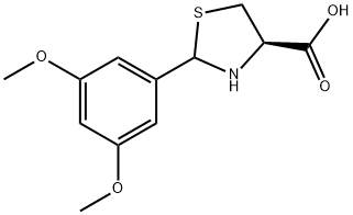 (4R)-2-(3,5-二甲氧基苯基)噻唑烷-4-羧酸, 1014081-80-1, 结构式