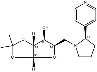 (3aR,5R,6S,6aR)-2,2-dimethyl-5-{[(2R)-2-(pyridin-4-yl)pyrrolidin-1-yl]methyl}-tetrahydro-2H-furo[2,3-d][1,3]dioxol-6-ol Struktur